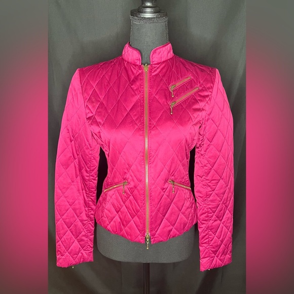 🤩 NEW ITEM! Express Women’s Pink Quilted Coat/Jacket with Gold Zippers - Picture 1 of 8